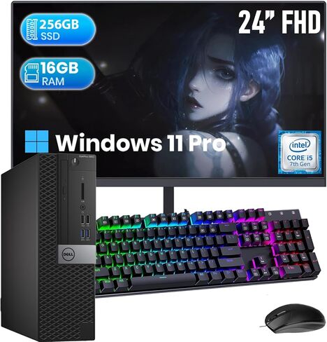 كمبيوتر Dell Optiplex 5050 SFF مع شاشة كمبيوتر مكتبي مقاس 24 بوصة بدقة 1080 بكسل، وCore i5-7500 حتى 3.8 جيجا هرتز، وذاكرة وصول عشوائي 16 جيجا بايت، ومحرك أقراص SSD سعة 256 جيجا بايت، وواي فاي، وبلوتوث، ونظام التشغيل Windows 11 Pro (متجدد) in Saudi Arabia