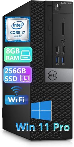 كمبيوتر سطح المكتب Dell OptiPlex 5040 SFF، Windows 11 Pro، Core i7-6700، ذاكرة وصول عشوائي 8 جيجابايت، 256 جيجابايت SSD، لوحة مفاتيح، ماوس، واي فاي (متجدد) in Saudi Arabia