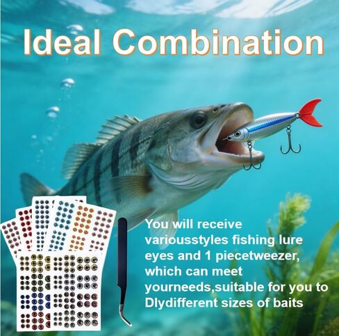 876 Pieces 3D 4D 5D Fishing Lure Eyes Oval Realistic Bait Eyes for Making Fish Lure Fly Tying Streamers Crafts & DIY Accessories 6 Sizes (3–10 mm) in Saudi Arabia