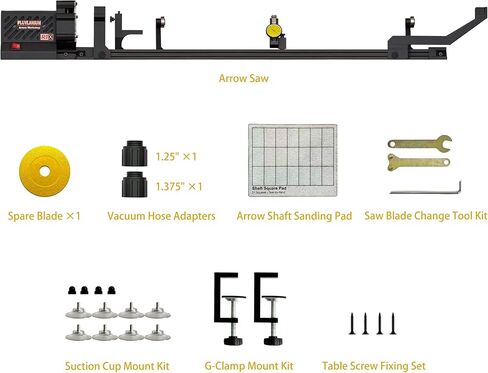 DIY Arrow Saw – Carbon Arrow Shafts Saw Cutter Kit with Dial Indicator, Spinner Function, Spine Checking, Square Tool & Vacuum Attachment for Archery in Saudi Arabia