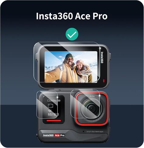 3 + 3 + 3 واقي شاشة وواقي عدسة لكاميرا Insta360 Ace Pro [خلفية + عدسة + أمامية]، طبقة من الزجاج المقسى، حماية من الصدمات، HD، مضاد للكسر، مضاد للخدش، صلابة 9H، صديق للحافظة، خالي من الفقاعات in Kuwait