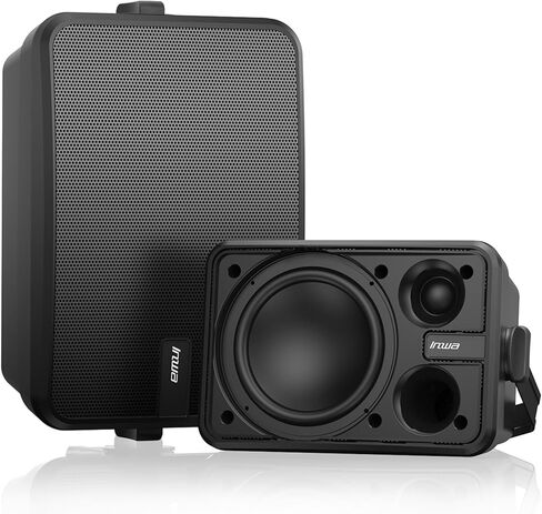 Inwa 6.5" Outdoor Passive Speakers, 50W Each Weatherproof Wall Mount Speaker, Wired PA System with Full-Range Sound, Includes Brackets for Pool, Patio, Garage & Indoor Use (Pair, Black) in Saudi Arabia