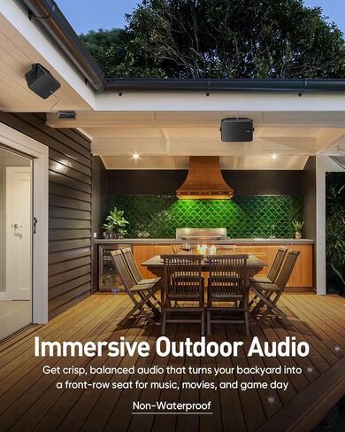Inwa 6.5" Outdoor Passive Speakers, 50W Each Weatherproof Wall Mount Speaker, Wired PA System with Full-Range Sound, Includes Brackets for Pool, Patio, Garage & Indoor Use (Pair, Black) in Saudi Arabia
