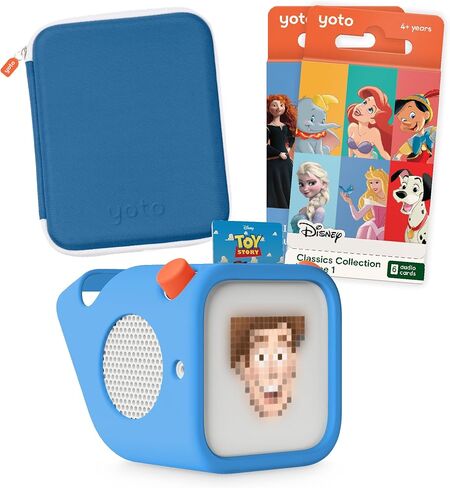 حزمة مشغل YOTO + Disney Classics Vol.1 + مجموعة Disney Pixar Audio + سترة المغامرة وحافظة البطاقات في Blue Bird - مشغل صوت بلوتوث بدون شاشة للأطفال، جهاز سفر الكل في 1 للقصص in Saudi Arabia