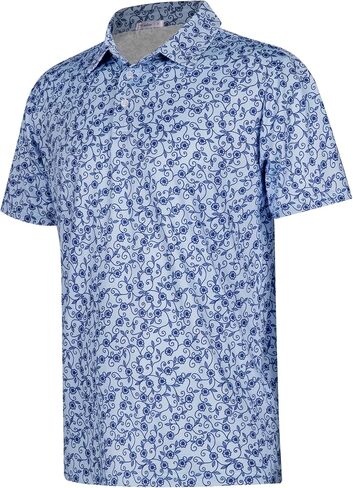 BOJIN Men' s Golf Polo Short Sleeve Hawaiian Tropical Casual Print Collared Moisture Wicking Dry Fit Shirts in Saudi Arabia