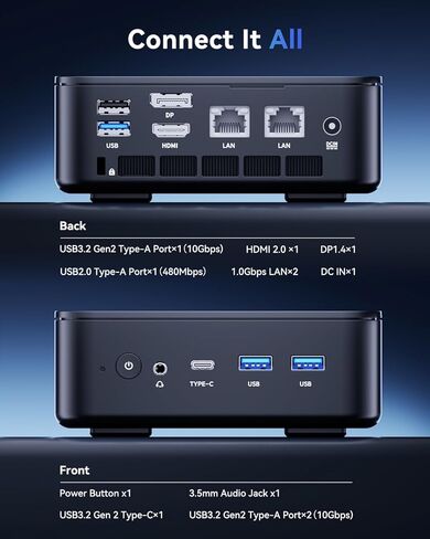KAMRUI Mini PC, Ryzen 5 3500U (Beats N150/N97 Up to to 3.7 GHz), 16GB RAM 1TB SSD Mini Computers, Mini Desktop Computers Support Dual LAN, Triple 4K Display, WiFi, BT, Office, Home, Business in Saudi Arabia
