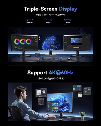 KAMRUI Mini PC, Ryzen 5 3500U (Beats N150/N97 Up to to 3.7 GHz), 16GB RAM 1TB SSD Mini Computers, Mini Desktop Computers Support Dual LAN, Triple 4K Display, WiFi, BT, Office, Home, Business in Saudi Arabia