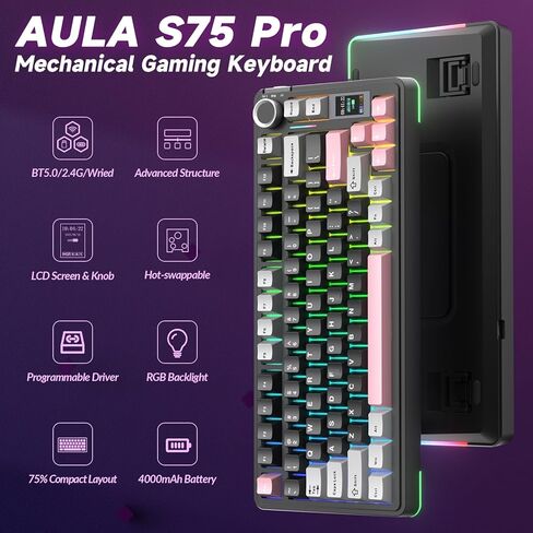 AULA Wireless Keyboard and Mouse Combo, S75 Pro Mechanical Keyboard SC680 Wireless Mouse in Saudi Arabia