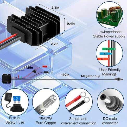 محول Starlink Mini 12V، سلك طاقة DC 12V لإمداد الطاقة Starlink Mini 12V/24V(9-28V) يصل إلى 30V 3.5A مجموعة تحويل مع قابس ذكر 40IN DC لشاحنة RV لا تقلق بشأن انخفاض الجهد أو ارتفاعه in Kuwait