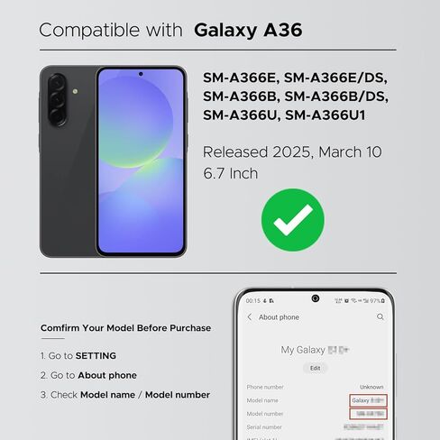 GREEN FUSION Compatible with Galaxy A36 Back Cover Replacement, A36 SM-A366U/U1/B/E Back Housing Door with Pre-Installed Camera Lens, Repair Tools & Instruction, Black in Saudi Arabia