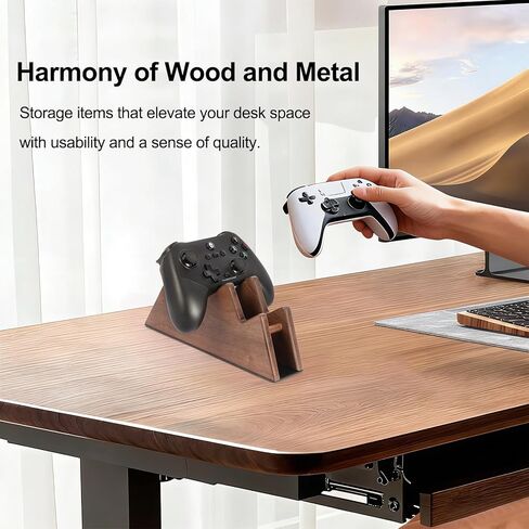 حامل وحدة تحكم من الخشب الصلب - حامل وحدة تحكم ألعاب مزدوج للمكتب، يناسب Xbox Series X/S وXbox One وPS5 وSwitch Pro - هدية للاعبين للرجال in Saudi Arabia
