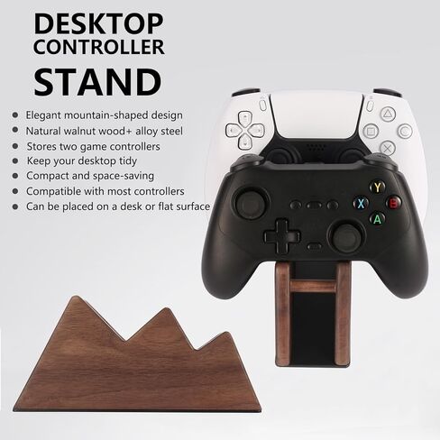 حامل وحدة تحكم من الخشب الصلب - حامل وحدة تحكم ألعاب مزدوج للمكتب، يناسب Xbox Series X/S وXbox One وPS5 وSwitch Pro - هدية للاعبين للرجال in Saudi Arabia