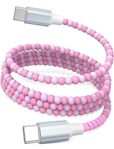 USB C to USB C Cable 6FT,60W Fast Charging Beaded Charger Cord for iPhone 17 16 15 Pro Max/iPad Pro Air 11th for Samsung S26 S25 S24 Ultra S23 A16/Android Phone Charger Cord Cute Girl Women,Light-Pink in Saudi Arabia