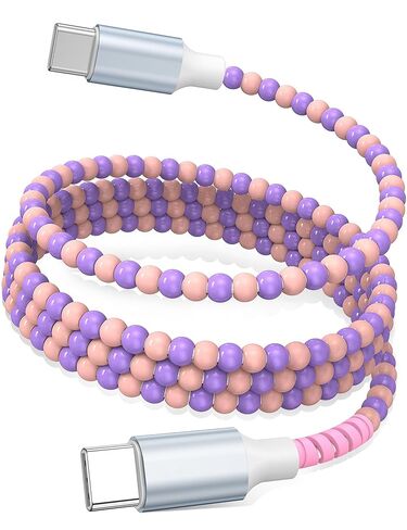 USB C to USB C Cable 6FT,60W Fast Charging Beaded Charger Cord for iPhone 17 16 15 Pro Max/iPad Pro Air 11th for Samsung S26 S25 S24 Ultra S23 A16/Android Phone Charger Cord Cute Girl Women,Light-Pink in Saudi Arabia