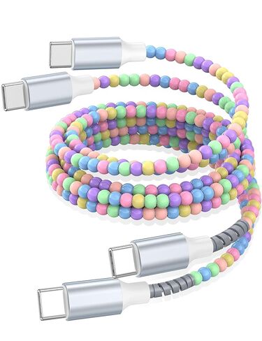 USB C to USB C Cable 6FT,60W Fast Charging Beaded Charger Cord for iPhone 17 16 15 Pro Max/iPad Pro Air 11th for Samsung S26 S25 S24 Ultra S23 A16/Android Phone Charger Cord Cute Girl Women,Light-Pink in Saudi Arabia