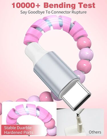 USB C to USB C Cable 6FT,60W Fast Charging Beaded Charger Cord for iPhone 17 16 15 Pro Max/iPad Pro Air 11th for Samsung S26 S25 S24 Ultra S23 A16/Android Phone Charger Cord Cute Girl Women,Light-Pink in Saudi Arabia