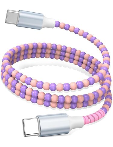 USB C to USB C Cable 6FT,60W Fast Charging Beaded Charger Cord for iPhone 17 16 15 Pro Max/iPad Pro Air 11th for Samsung S26 S25 S24 Ultra S23 A16/Android Phone Charger Cord Cute Girl Women,Light-Pink in Saudi Arabia