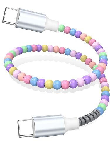 USB C to USB C Cable 6FT,60W Fast Charging Beaded Charger Cord for iPhone 17 16 15 Pro Max/iPad Pro Air 11th for Samsung S26 S25 S24 Ultra S23 A16/Android Phone Charger Cord Cute Girl Women,Light-Pink in Saudi Arabia