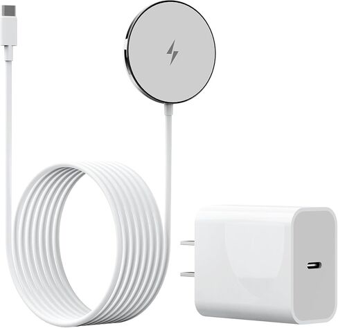 جديد لشاحن MagSafe بقدرة 15 وات: لوحة شحن لاسلكية مغناطيسية لهواتف iPhone 17 16 15 14 13 12 Series AirPods 4-2 Pro، مغناطيس قوي، مع كتلة شحن PD20W، محمولة رفيعة للغاية (عبوتان بطول 5 أقدام) in Kuwait