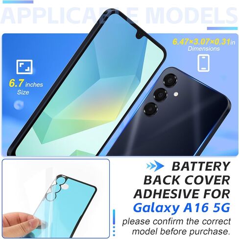 3PCS Back Battery Door Cover Adhesive Replacement for Samsung Galaxy A16 5G Rear Cover Adhesive Glue Strips for Samsung A16 5G SM-S166V, SM-A166U, A166U1, A166F Back Cover Adhesive Accessories in Saudi Arabia