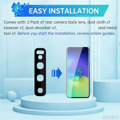 2 Pack Rear Camera Lens Replacement for Samsung Galaxy S10 Plus Adhesive Back Camera Glass Lens with Full Fix Tool Repair Kit Tweezers Dust Cloth for S10 Plus SM-G975U SM-G975U1 in Saudi Arabia