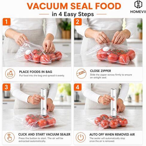 Compact Vacuum Sealer For Food (Vacuum Sealer Machine + 30 Reusable Vacuum Bags) One Touch Operation Sous Vide Portable Vacuum Sealer For Home Kitchen And Travel- USB Rechargeable in Saudi Arabia