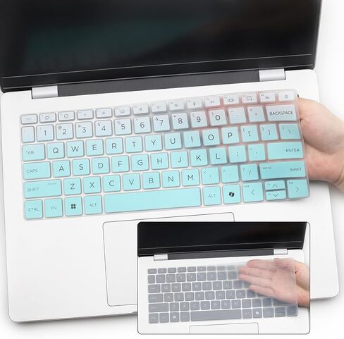 2PCS Keyboard Cover for HP OmniBook X 14-fe0087nr 14-fe100, OmniBook 5 Flip 14 14-fp0057nr& 5 Next Gen AI 14 14-he0017nr/he0027nr,OmniBook 7 AI 14 14-fr0017nr 14t-fr000&7 14 14-fs0000-MGreen+Clear in Saudi Arabia