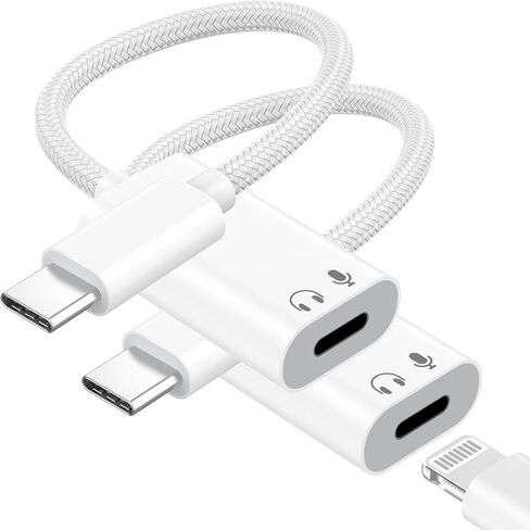 [Apple MFi Certified] USB C to Lightning Headphone Audio Adapter,2 Pack Type C Male to Female Lightning Earphone Converter, Compatible with iPhone 17/16/15 Plus/Pro/Max, iPad, MacBook in Saudi Arabia