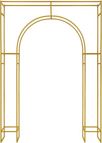 8.2ft Tall European Double Wedding Arch, 3D Gold Metal Romantic Square Outside Round Inside Open Arch Backdrop Stand, Wedding Arch Stand Frame for Ceremony, Party, Baby Shower in Saudi Arabia