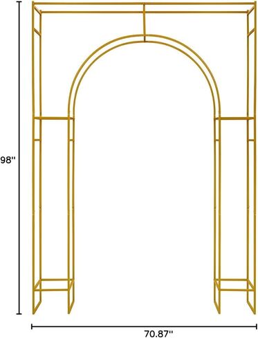 8.2ft Tall European Double Wedding Arch, 3D Gold Metal Romantic Square Outside Round Inside Open Arch Backdrop Stand, Wedding Arch Stand Frame for Ceremony, Party, Baby Shower in Saudi Arabia