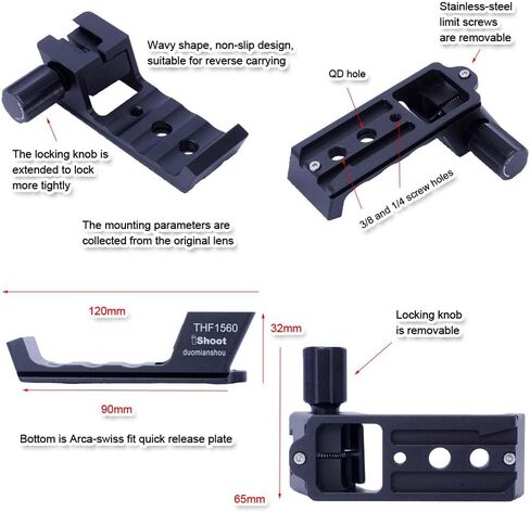 iShoot Tripod Mount Ring Base Lens Collar Foot Support Compatible with Fuji XF 150-600mm F5.6-8 R LM OIS WR, XF 500mm F5.6 R LM OIS WR & GF 500mm F5.6 R LM OIS WR, Arca-Swiss Fit Quick Release Plate in Saudi Arabia