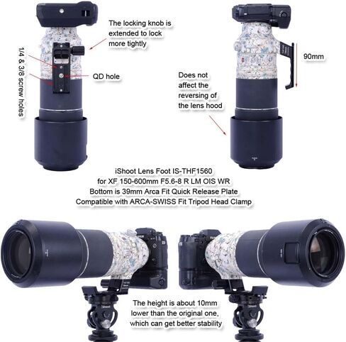 iShoot Tripod Mount Ring Base Lens Collar Foot Support Compatible with Fuji XF 150-600mm F5.6-8 R LM OIS WR, XF 500mm F5.6 R LM OIS WR & GF 500mm F5.6 R LM OIS WR, Arca-Swiss Fit Quick Release Plate in Saudi Arabia