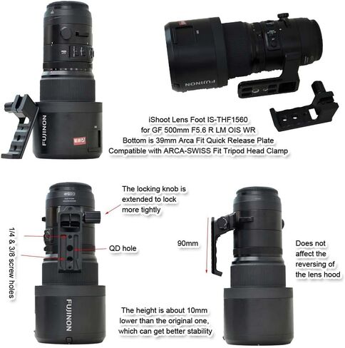 iShoot Tripod Mount Ring Base Lens Collar Foot Support Compatible with Fuji XF 150-600mm F5.6-8 R LM OIS WR, XF 500mm F5.6 R LM OIS WR & GF 500mm F5.6 R LM OIS WR, Arca-Swiss Fit Quick Release Plate in Saudi Arabia