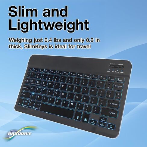 لوحة مفاتيح BoxWave متوافقة مع هاتف Nokia 2780 Flip - لوحة مفاتيح بلوتوث SlimKeys - مع إضاءة خلفية، LED نحيفة محمولة 7 ألوان - أسود in Saudi Arabia