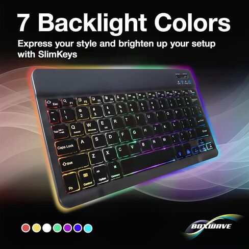 لوحة مفاتيح BoxWave متوافقة مع هاتف Nokia 2780 Flip - لوحة مفاتيح بلوتوث SlimKeys - مع إضاءة خلفية، LED نحيفة محمولة 7 ألوان - أسود in Saudi Arabia