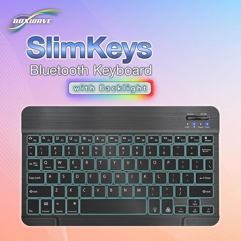 لوحة مفاتيح BoxWave متوافقة مع هاتف Nokia 2780 Flip - لوحة مفاتيح بلوتوث SlimKeys - مع إضاءة خلفية، LED نحيفة محمولة 7 ألوان - أسود in Saudi Arabia