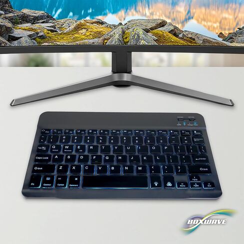 لوحة مفاتيح BoxWave متوافقة مع هاتف Nokia 2780 Flip - لوحة مفاتيح بلوتوث SlimKeys - مع إضاءة خلفية، LED نحيفة محمولة 7 ألوان - أسود in Saudi Arabia