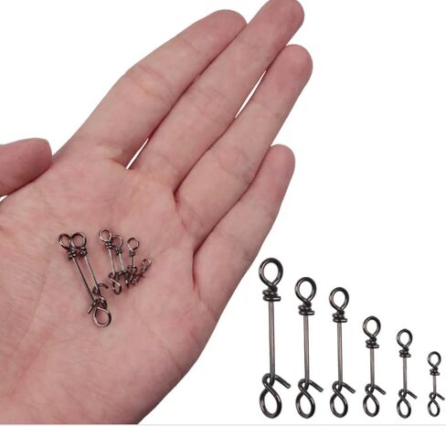 100 pcs Stainless Steel Connector Fishing Fastach Clips Fishing Swivels Snaps Swivel Rolling Snap Quick Connection Accessory in Saudi Arabia