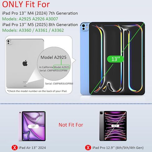 Screen Protector for iPad Pro 13 inch M4 2024 M5 2025 7th 8th Generation, 2 Packs 9H Tempered Glass Film, Protective Film, Ultra HD Clear, Anti-Fingerprint, Bubble-Free in Saudi Arabia