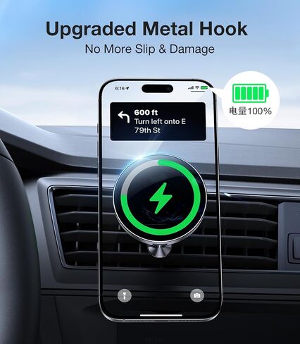 Coolpow لشاحن جبل السيارة MagSafe - شاحن علوي بقدرة 15 وات - شاحن سيارة لاسلكي مغناطيسي لشحن سيارة iPhone Magsafe - مغناطيس قوي - شاحن حامل هاتف مغناطيسي لهاتف iPhone 17 Pro Max 16 15 14 13 in Saudi Arabia