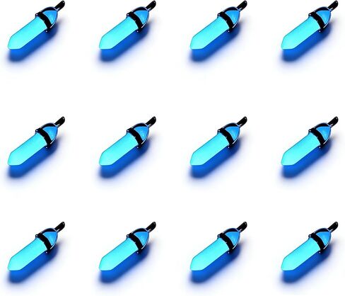 Asingeloo 12PCS Bullet Shape Healing Pointed Chakra Stone Pendants Blue Luminous Pendants Green Glow Gemstone Pendants for Jewelry Making for DIY Necklace in Saudi Arabia