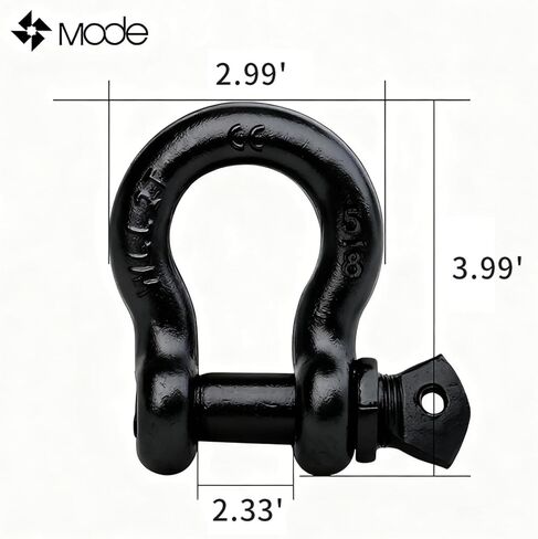 Mode 5/8 Shackle (1 Pack) D-Ring Heavy Duty Anchor Shackles - Forged Carbon Steel Tow Shackles, 7165 Lbs Working Load Limit Bow Shackle for Towing & Rigging Applications in Saudi Arabia