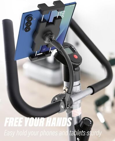 Z Fold Treadmill Mount، Spin Bike الهاتف اللوحي حامل المشبك المقود لبيلوتون، دراجة ثابتة، بيضاوية، عربة أطفال لـ Samasung Galaxy Fold 7 6 5 4 3 2، Pixel Fold، Galaxy Tab، أجهزة 4-13 بوصة in Kuwait