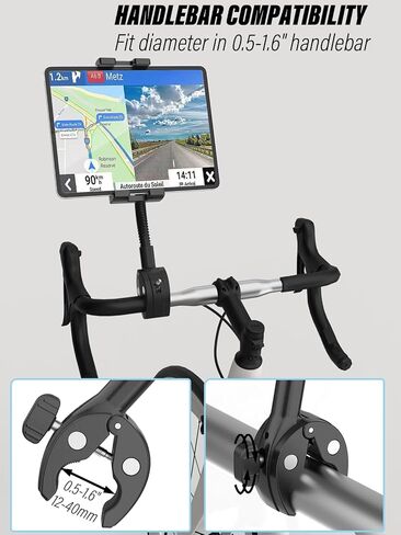 Z Fold Treadmill Mount، Spin Bike الهاتف اللوحي حامل المشبك المقود لبيلوتون، دراجة ثابتة، بيضاوية، عربة أطفال لـ Samasung Galaxy Fold 7 6 5 4 3 2، Pixel Fold، Galaxy Tab، أجهزة 4-13 بوصة in Kuwait