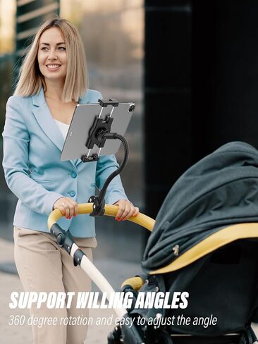 Z Fold Treadmill Mount، Spin Bike الهاتف اللوحي حامل المشبك المقود لبيلوتون، دراجة ثابتة، بيضاوية، عربة أطفال لـ Samasung Galaxy Fold 7 6 5 4 3 2، Pixel Fold، Galaxy Tab، أجهزة 4-13 بوصة in Kuwait