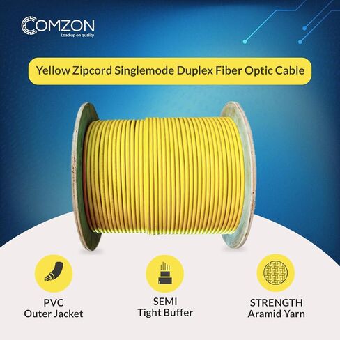 COMZON Bulk Zipcord Fiber Optic Cable, Singlemode, Duplex, 9/125, Yellow, Riser Rated, Spool, 1000 Foot in Saudi Arabia