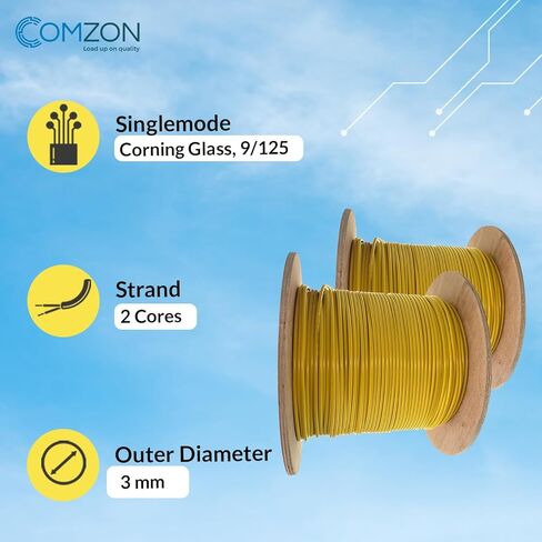 COMZON Bulk Zipcord Fiber Optic Cable, Singlemode, Duplex, 9/125, Yellow, Riser Rated, Spool, 1000 Foot in Saudi Arabia