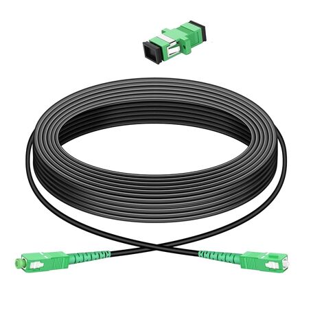 Simplex SC/APC to SC/APC Fiber Patch Cable 15m/49ft,Fiber Optic Internet Cable,Single Mode Armored Fiber Optic Jumper Optical Patch Cord, Att Fiber Cable OS1/OS2 Compatible OD 3.0mm LSZH Black in Saudi Arabia