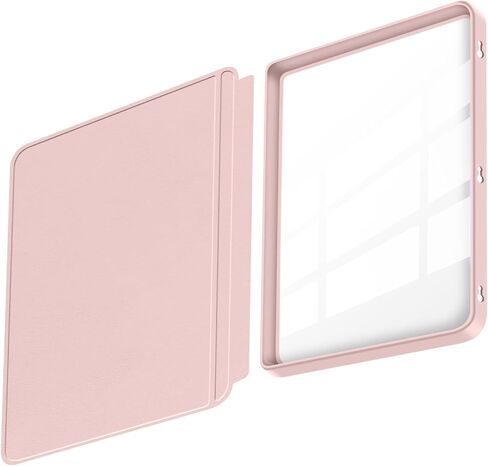 Snap-Fit Detachable Case for 6.8" Kindle Paperwhite (11th Generation-2021) & Signature Edition, Slim PU Shell and TPU Shockproof Frame PC Clear Back Cover,Auto-Wake/Sleep,Pink in Saudi Arabia