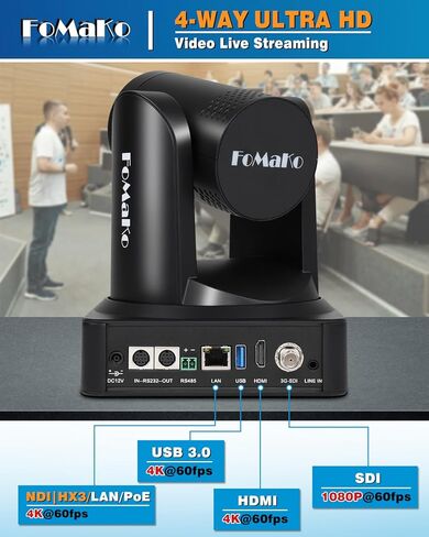 كاميرا FoMaKo 4K NDI PTZ، تدعم إخراج فيديو NDI HX3 4K 60 إطارًا في الثانية، مفتاح فيديو KC800 HDMI مع وحدة تحكم PTZ مدمجة، للكنيسة، العبادة، (K800N x2 + KC800) in Saudi Arabia